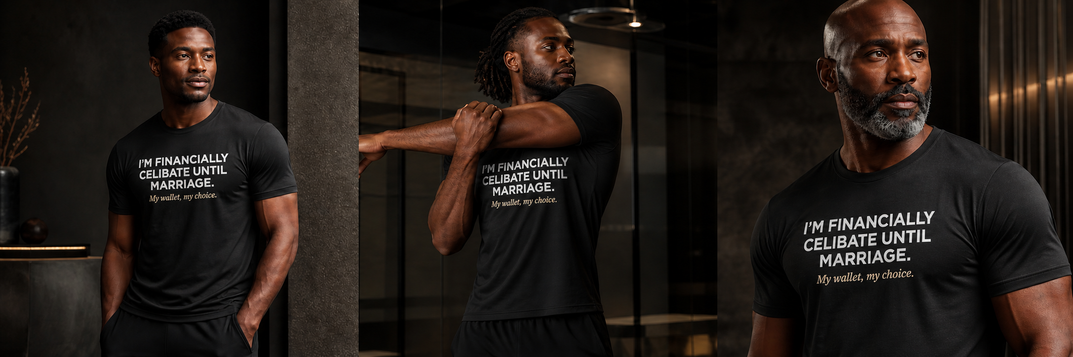 African American man wearing a black performance shirt in a dark studio